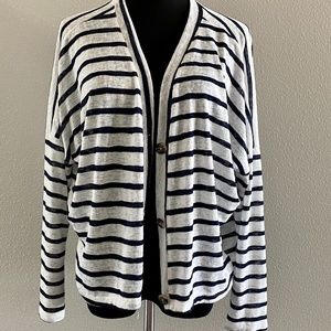 Maurices Stripe Cardigan, Lightweight, Navy, M, EUC